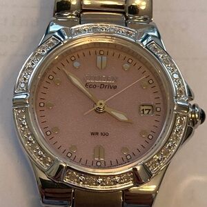 Citizen Eco Drive Riva EW0890-58X, genuine diamond, stainless, pink dial